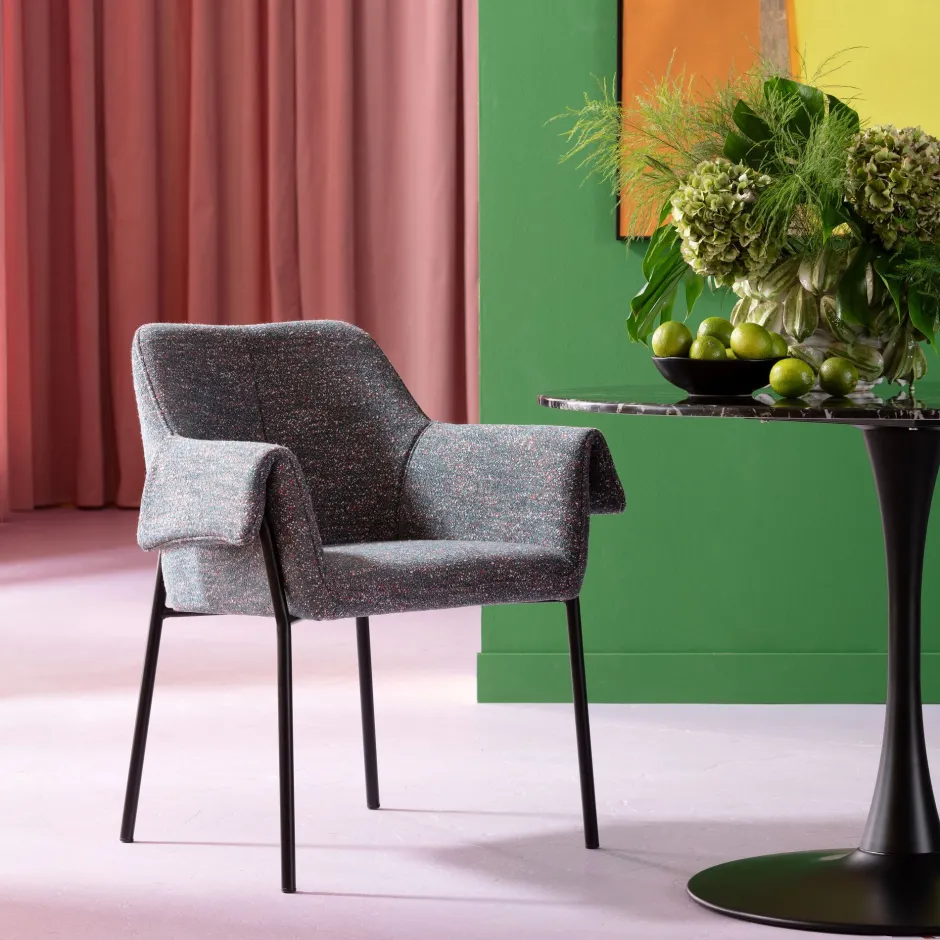 KARE Armlehnstuhl Bess Grau Flitter