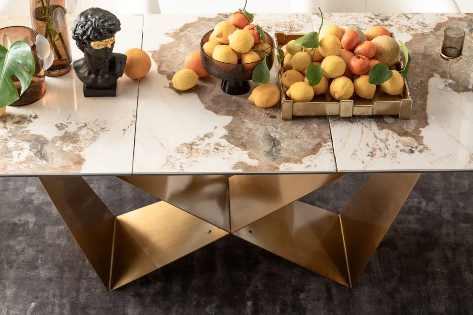 KARE Ausziehtisch Connesso Brass 200(+60)x90cm