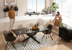 KARE Ausziehtisch Twist Schwarz 120(30+30)x90cm