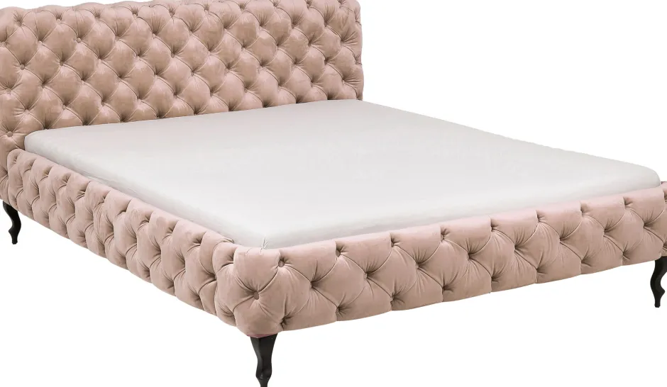 KARE Bett Desire Velvet Ecru 180x200cm