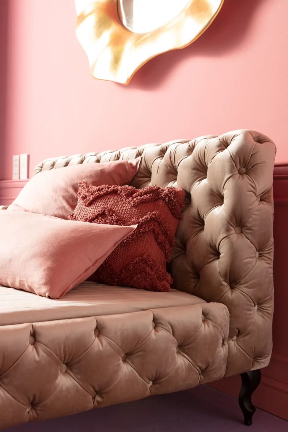 KARE Bett Desire Velvet Ecru 180x200cm