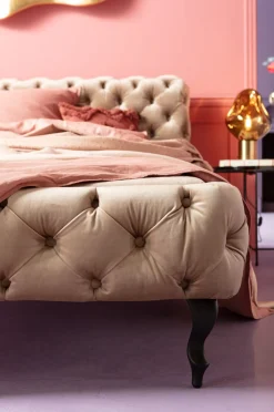 KARE Bett Desire Velvet Ecru 180x200cm