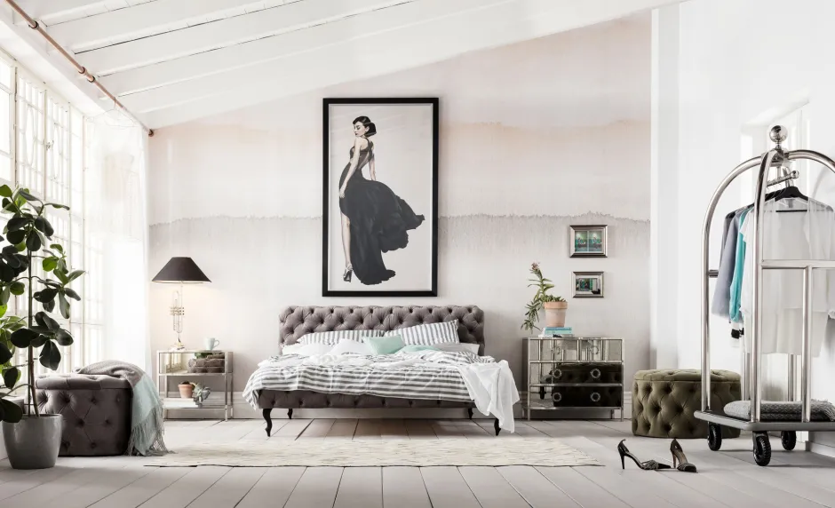 KARE Bett Desire Velvet Silbergrau 160x200 cm