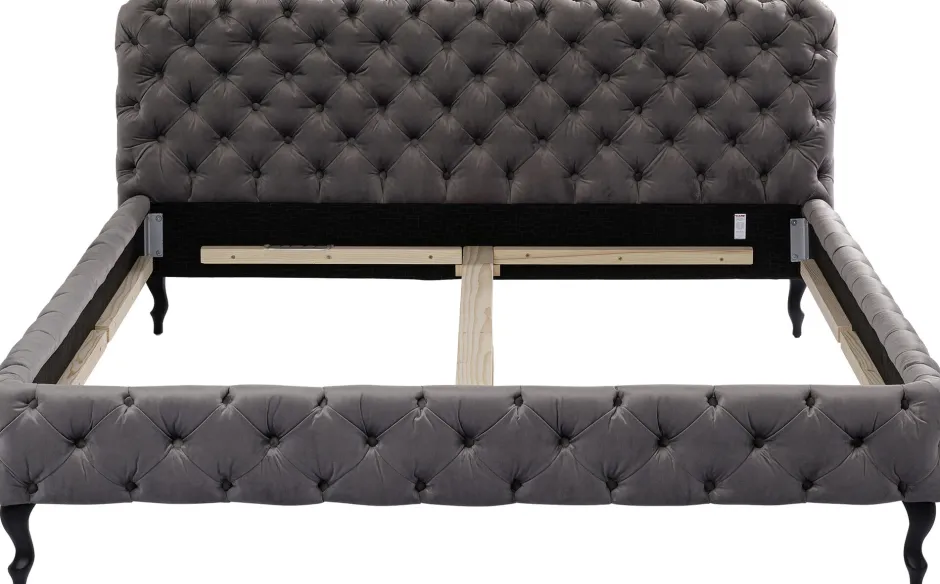 KARE Bett Desire Velvet Silbergrau 160x200 cm