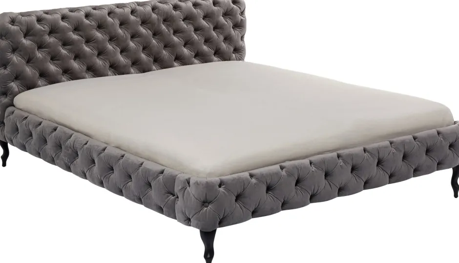 KARE Bett Desire Velvet Silbergrau 160x200 cm