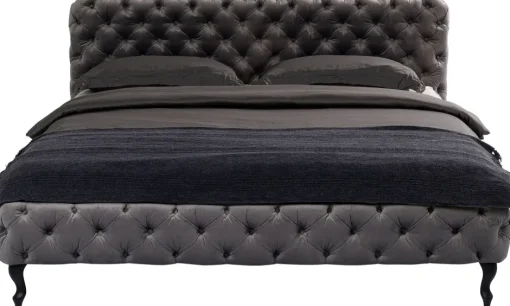 KARE Bett Desire Velvet Silbergrau 180x200 cm