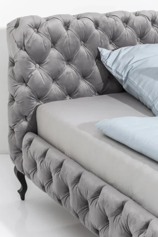 KARE Bett Desire Velvet Silbergrau 180x200 cm