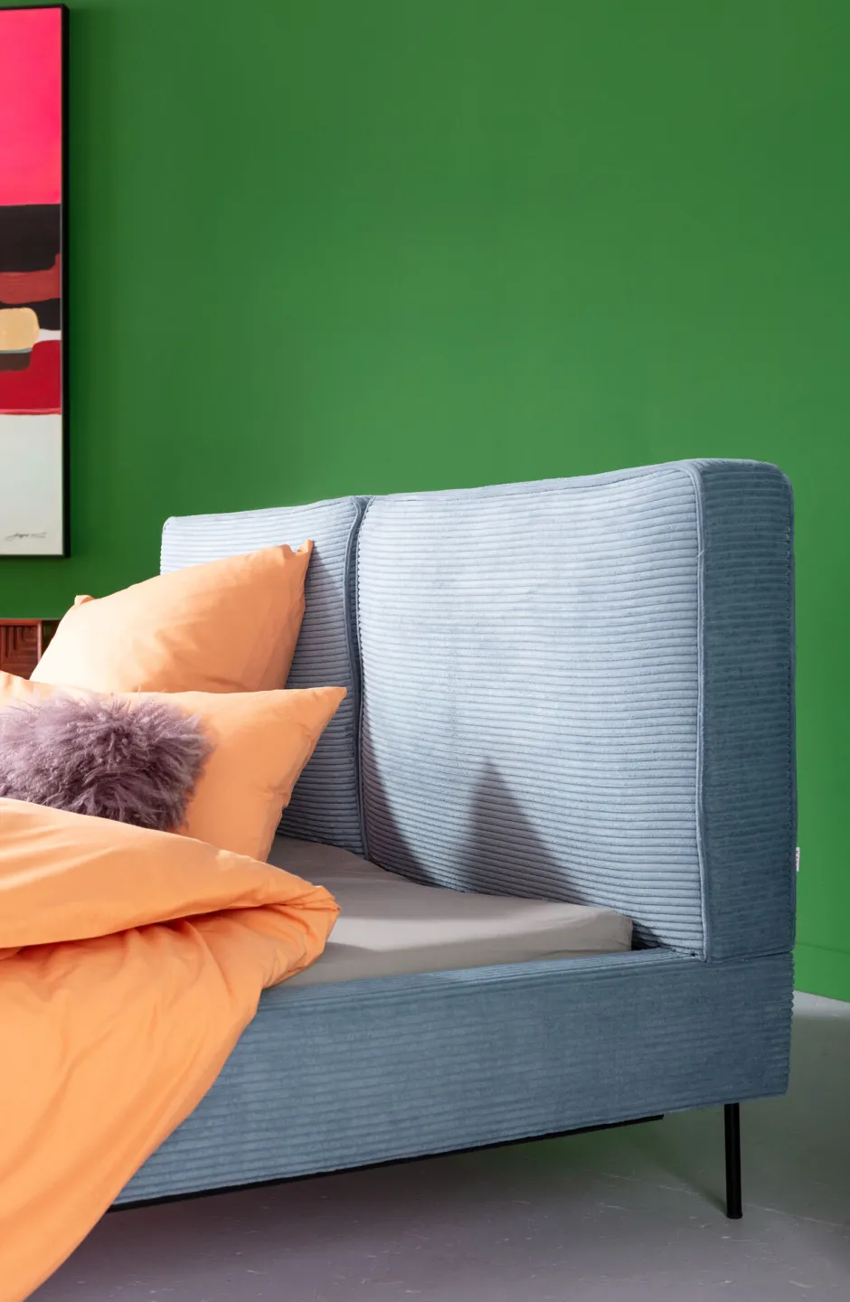 KARE Bett East Side Cord Blau 180x200cm