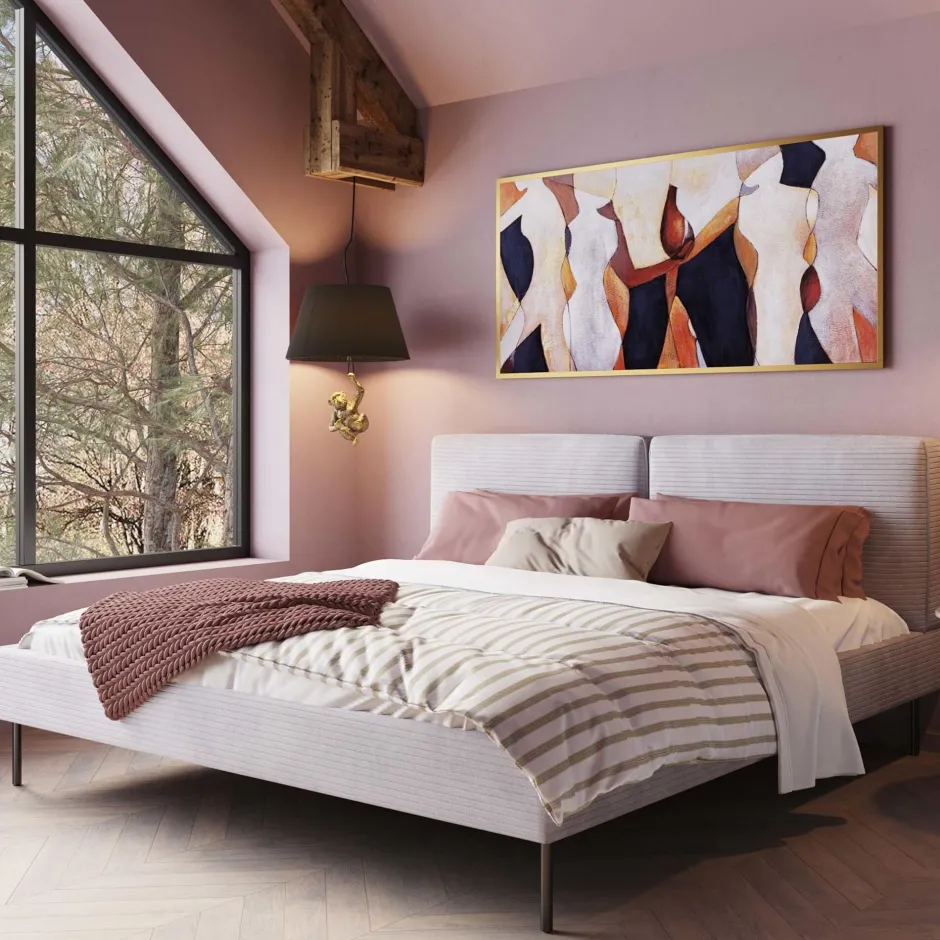 KARE Bett East Side Cord Grau 180x200cm