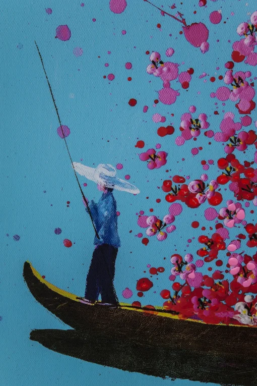 KARE Bild Touched Flower Boat Blau Pink 120x160cm