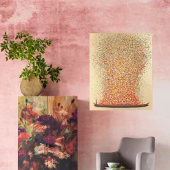 KARE Bild Touched Flower Boat Gold Rot 80x100cm