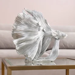 KARE Deko Figur Betta Fish Silber Klein
