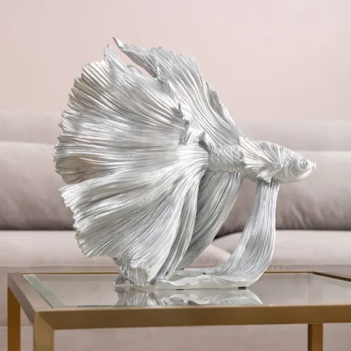 KARE Deko Figur Betta Fish Silber Klein
