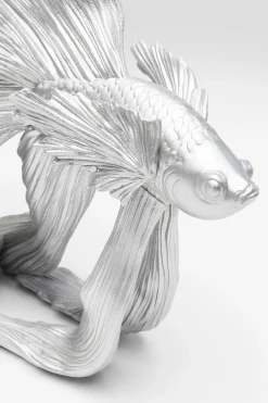 KARE Deko Figur Betta Fish Silber Klein