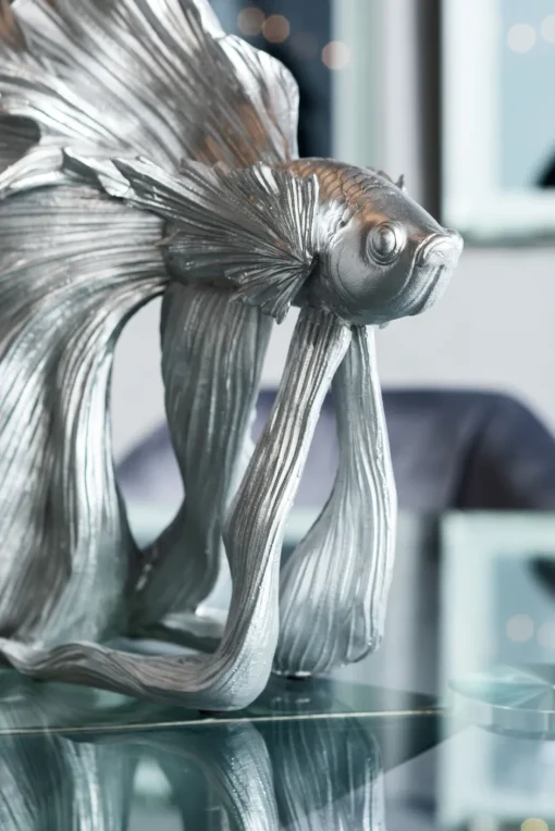 KARE Deko Figur Betta Fish Silber Klein