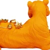 KARE Deko Figur Flower Leopard Orange 26cm