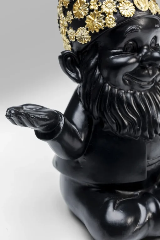 KARE Deko Figur Zwerg Meditation Schwarz Gold 19cm