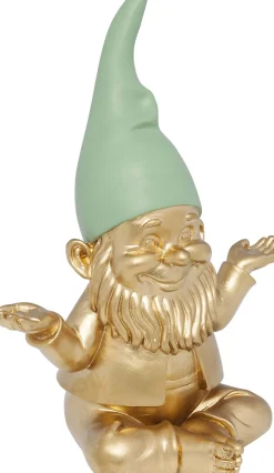 KARE Deko Figur Zwerg Meditation Gold Grün 19cm