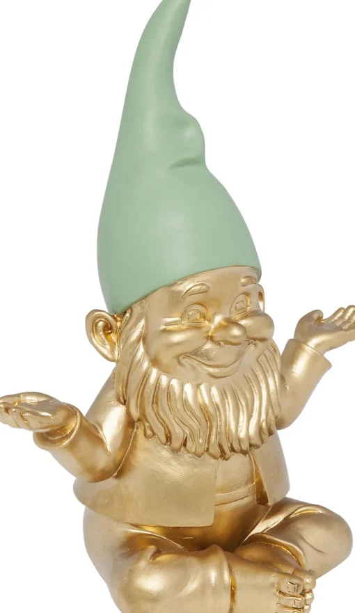 KARE Deko Figur Zwerg Meditation Gold Grün 19cm