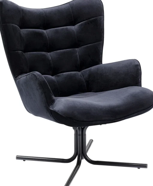 KARE Drehsessel Oscar Velvet Schwarz