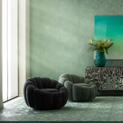 KARE Drehsessel Peppo Bloom Melange Schwarz