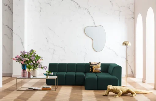 KARE Ecksofa Belami Velvet Dunkelgrün Rechts 265cm