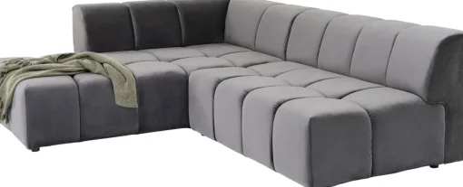 KARE Ecksofa Belami Velvet Grau Links