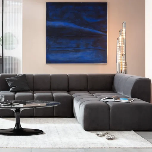 KARE Ecksofa Belami Velvet Grau Rechts