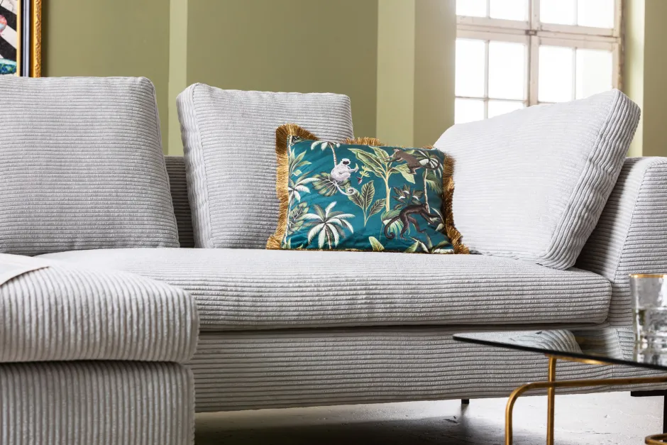 KARE Ecksofa Gianni Cord Grau Links