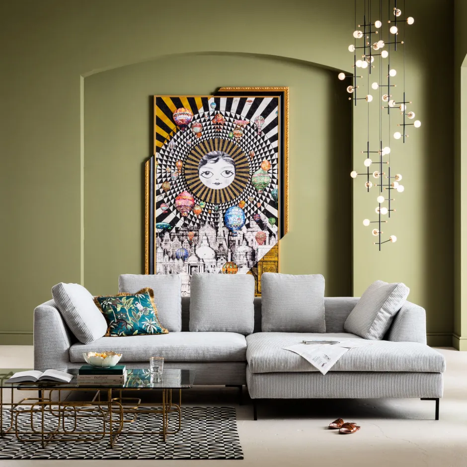 KARE Ecksofa Gianni Cord Grau Rechts