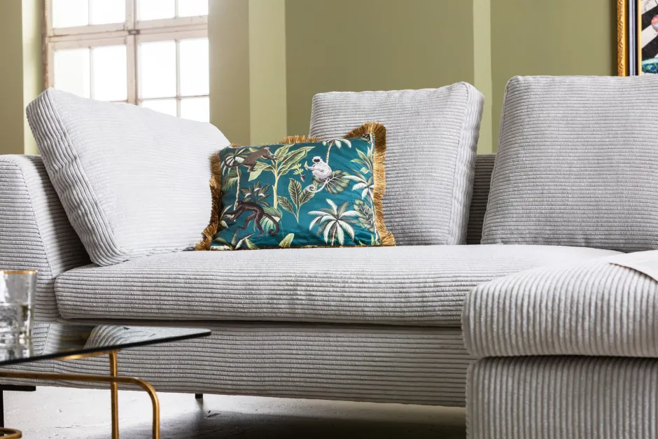 KARE Ecksofa Gianni Cord Grau Rechts