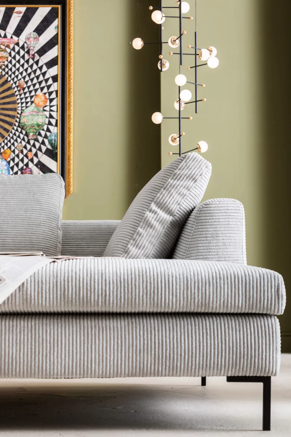 KARE Ecksofa Gianni Cord Grau Rechts