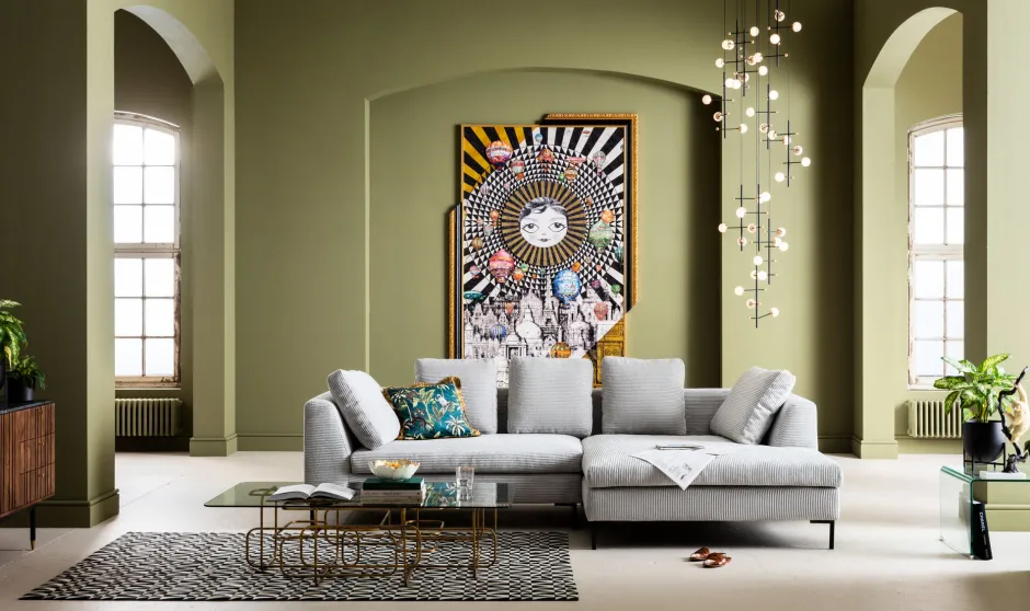 KARE Ecksofa Gianni Cord Grau Rechts