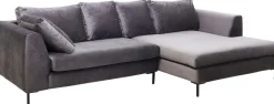 KARE Ecksofa Gianni Velvet Grau Rechts Schwarz