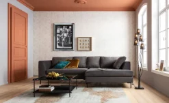 KARE Ecksofa Gianni Velvet Grau Rechts Schwarz