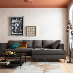 KARE Ecksofa Gianni Velvet Grau Rechts Schwarz