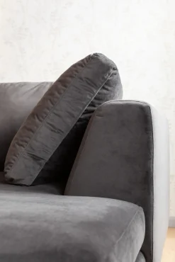 KARE Ecksofa Gianni Velvet Grau Rechts Schwarz