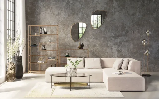 KARE Ecksofa Infinity Ottomane Creme Rechts