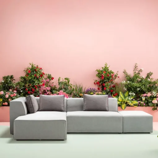 KARE Ecksofa Infinity Ottomane Grau Links