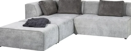 KARE Ecksofa Infinity Ottomane Grau Links