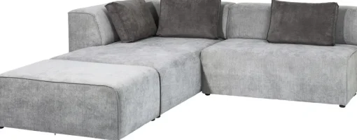 KARE Ecksofa Infinity Ottomane Grau Links