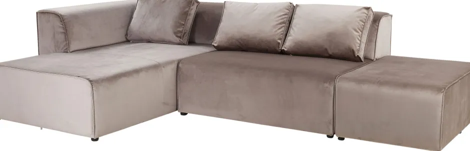 KARE Ecksofa Infinity Velvet Taupe Links