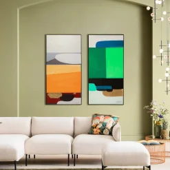 KARE Gerahmtes Bild Abstract Shapes Orange 73x143cm