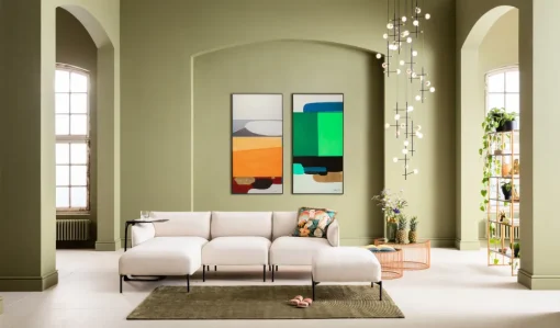 KARE Gerahmtes Bild Abstract Shapes Orange 73x143cm