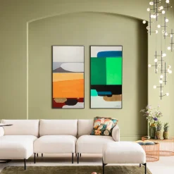 KARE Gerahmtes Bild Abstract Shapes Grün 73x143cm