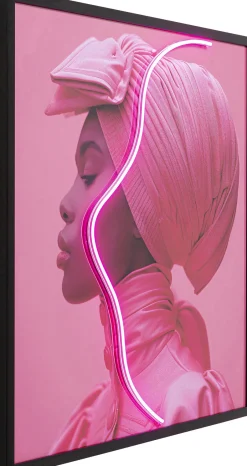 KARE Gerahmtes Bild Pink Woman LED 80x80cm