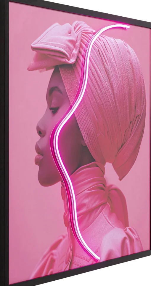 KARE Gerahmtes Bild Pink Woman LED 80x80cm