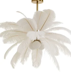 KARE Hängeleuchte Feather Palm Weiß Ø87cm
