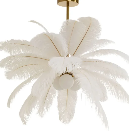 KARE Hängeleuchte Feather Palm Weiß Ø87cm