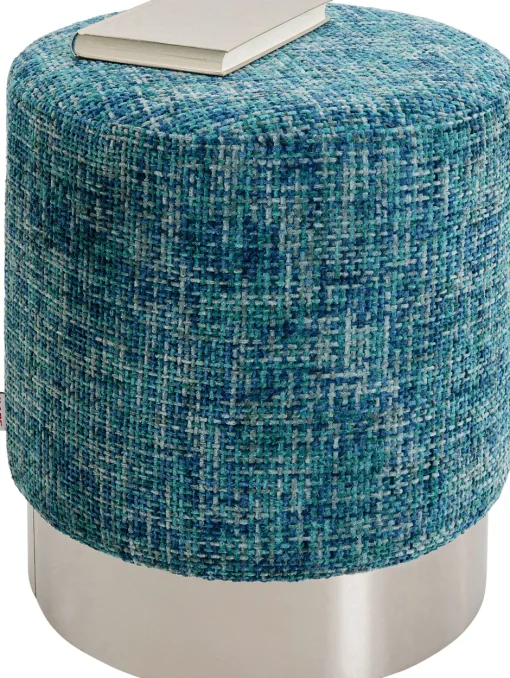 KARE Hocker Berry High Silber Hellblau Ø39cm